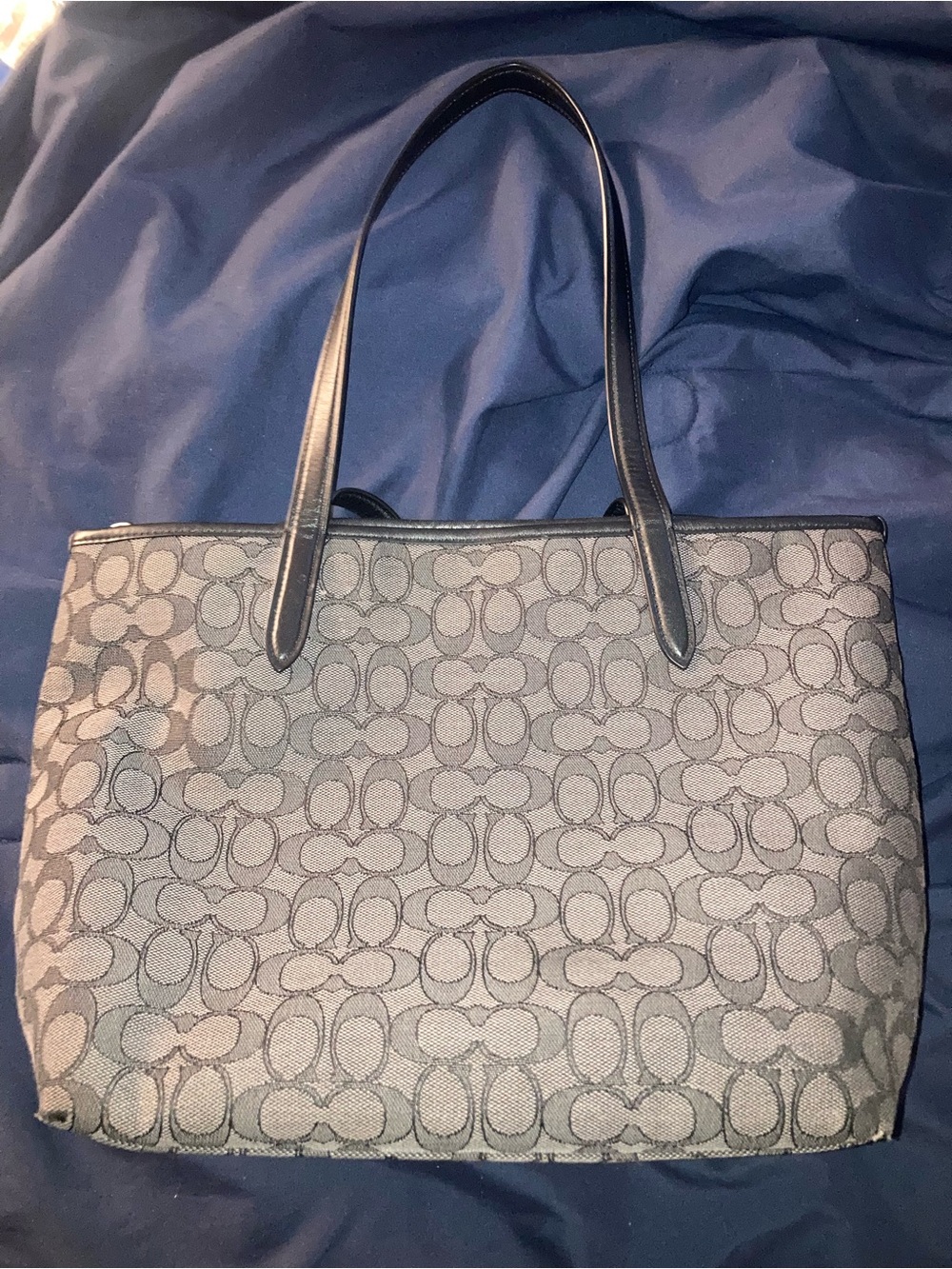 Coach Brown Signature Canvas Tote with Black Trim - Picture 12 of 13